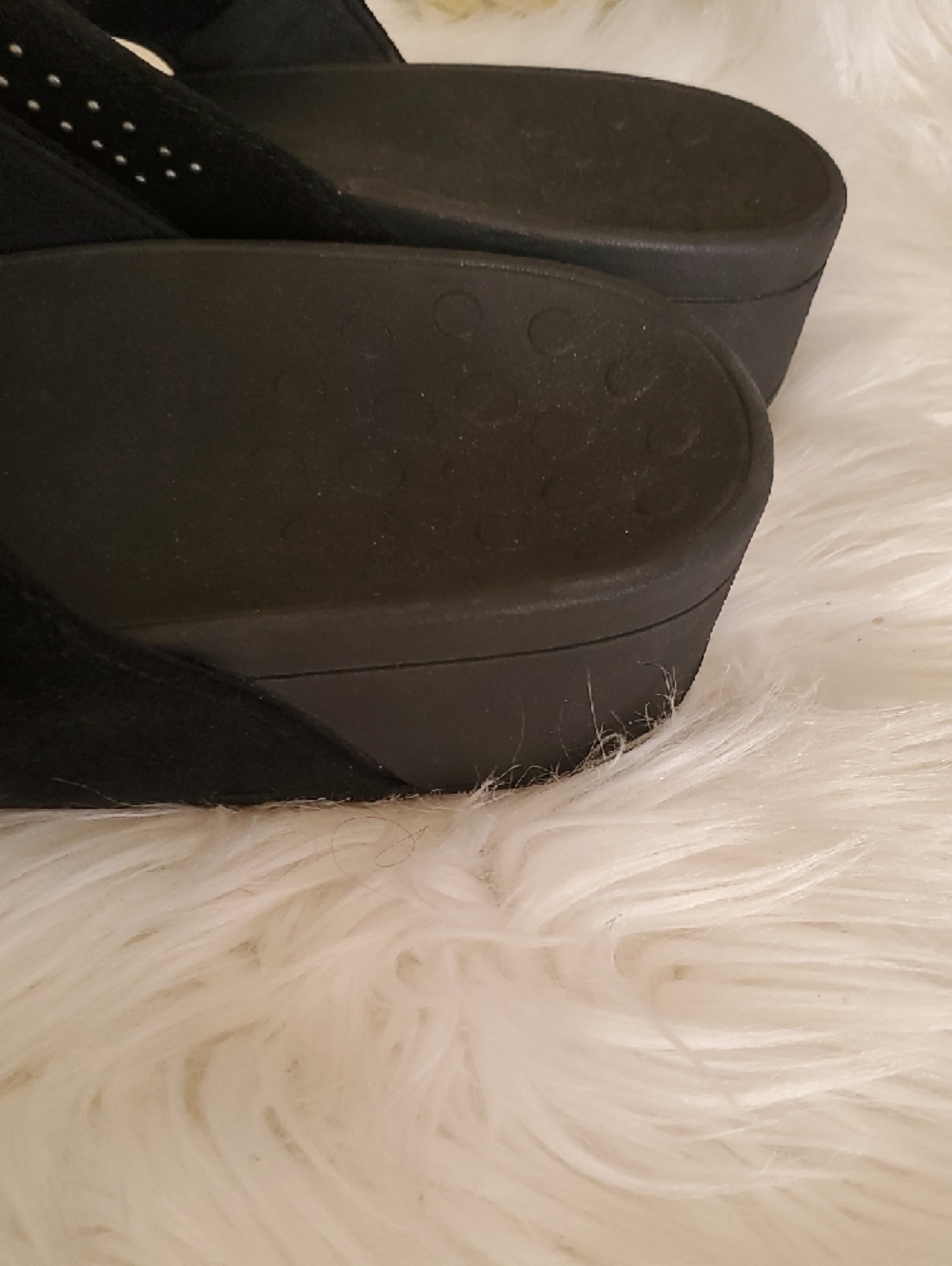 Vionic Black Studded Suede Toe-Post Sandals - Picture 14 of 14